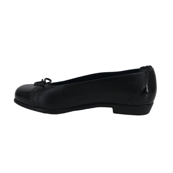 SAS Coco Black Leather Bow Tie Ballet Flats Womens 6 Wide - Picture 3 of 12